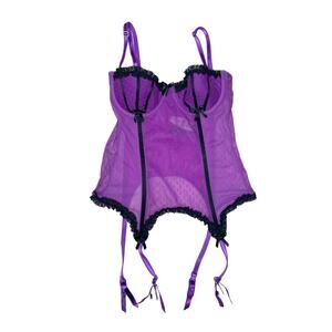 NWT Victoria's Secret Purple Mesh Corset with Garter size Small